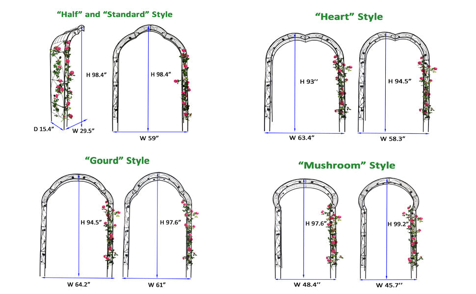 Metal Garden Arch with 8 style options in black metal finish by HouseOfZazla on Tampa Home & Garden Store