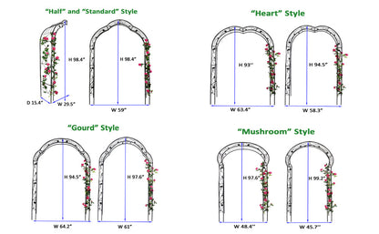 Metal Garden Arch with 8 style options in black metal finish by HouseOfZazla on Tampa Home & Garden Store