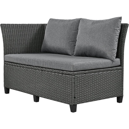 TOPMAX 5-Piece Rattan Patio Sectional Sofa Set with gray cushions, wicker by HouseOfZazla on Tampa Home & Garden Store
