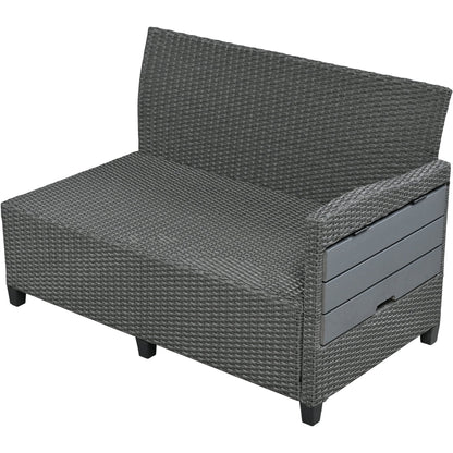 TOPMAX 5-piece rattan patio sectional sofa set by HouseOfZazla in dark gray wicker on Tampa Home & Garden Store