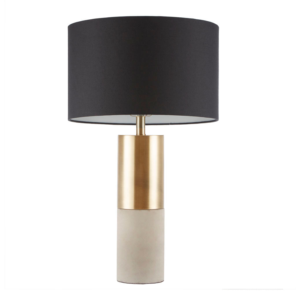 Concrete Table Lamp with black drum shade, brass accent, concrete base HouseOfZazla on Tampa Home & Garden Store