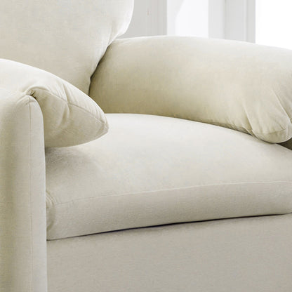 Modern style chenille oversized armchair in cream with plush upholstery and visible seams on Tampa Home & Garden Store