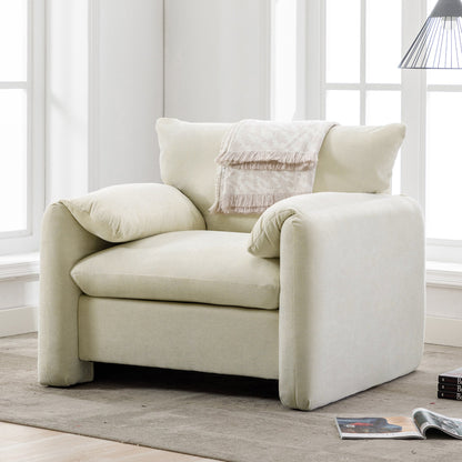 Modern Style Chenille Oversized Armchair Accent Chair in cream chenille by HouseOfZazla on Tampa Home & Garden Store