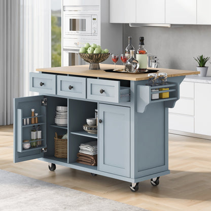 Rubberwood Kitchen Cart and Drop Leaf Top