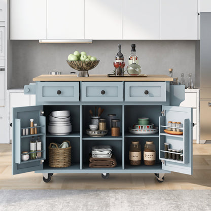 Rubberwood Kitchen Cart and Drop Leaf Top