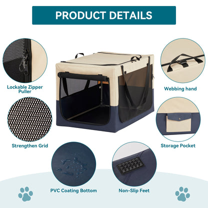 Adjustable Fabric Dog Crate beige with mesh panels and carry handles SunnyPet HouseOfZazla on Tampa Home & Garden Store