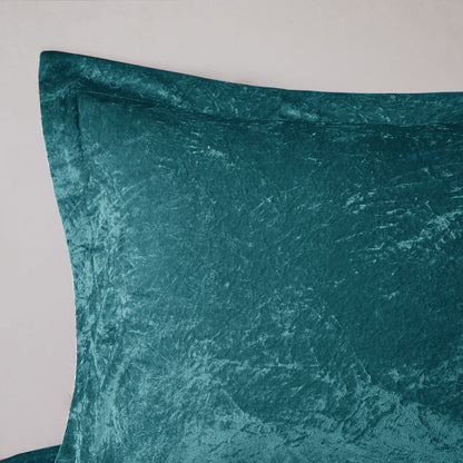 Full/Queen Velvet Comforter Set with Throw Pillow teal velvet close-up by HouseOfZazla on Tampa Home & Garden Store