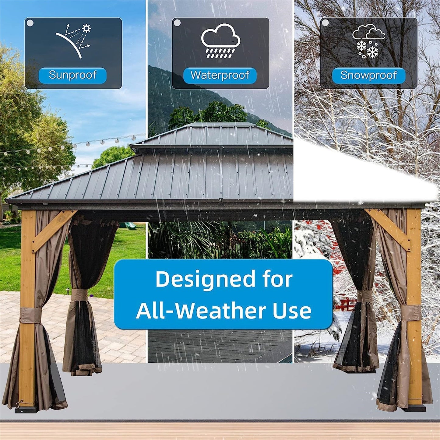 12'x14' hardtop gazebo with cedar wood frame outdoor canopy by HouseOfZazla on Tampa Home & Garden Store