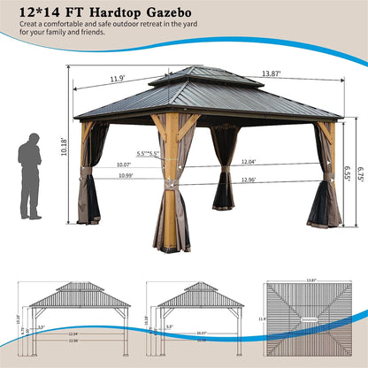 12x14 ft hardtop gazebo with cedar wood frame and gray metal roof on Tampa Home & Garden Store