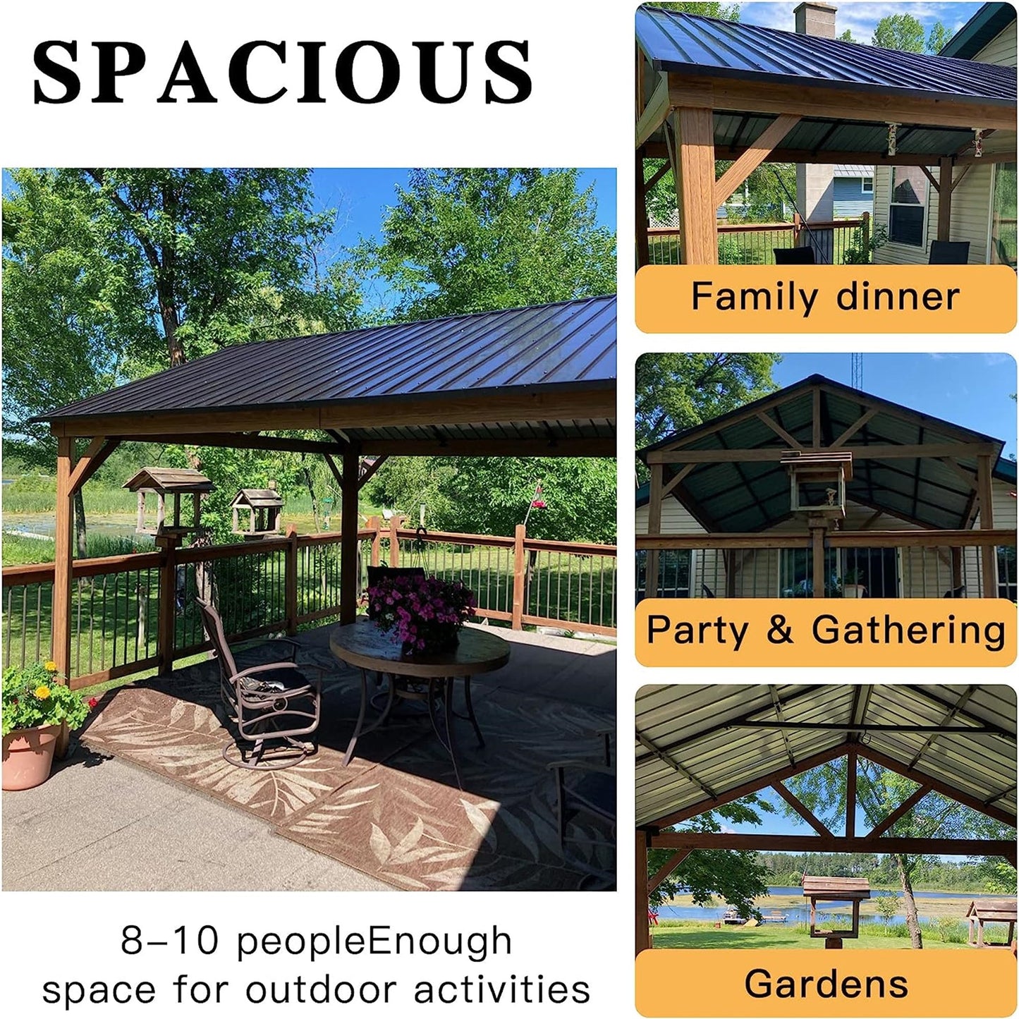 12x14 hardtop gazebo outdoor aluminum gazebo by HouseOfZazla on a wooden deck with metal roof on Tampa Home & Garden Store
