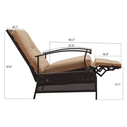 Sturdy Patio Recliner Chair and Foam Cushions