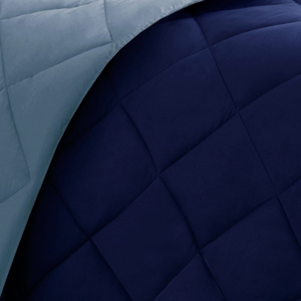 Twin/Twin XL comforter, 3M Scotchgard Diamond Quilting, reversible down-alternative in blue on Tampa Home & Garden Store