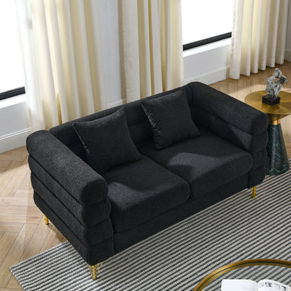 3-Seater + 3-Seater Combination Sofa in black teddy fabric by HouseOfZazla on Tampa Home & Garden Store