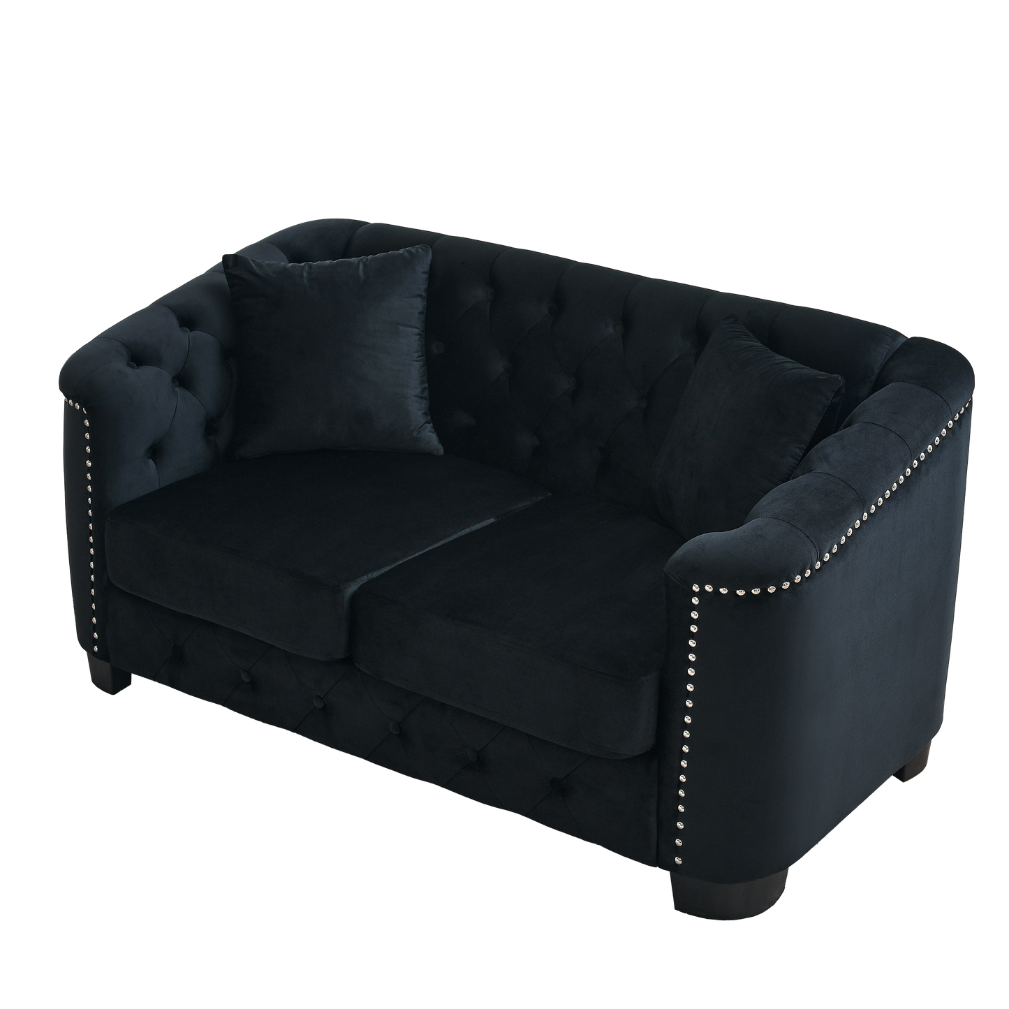 Modern Chesterfield Velvet Sofa and a Two Seater