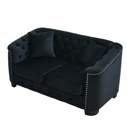 Modern Chesterfield Velvet Sofa and a Two Seater