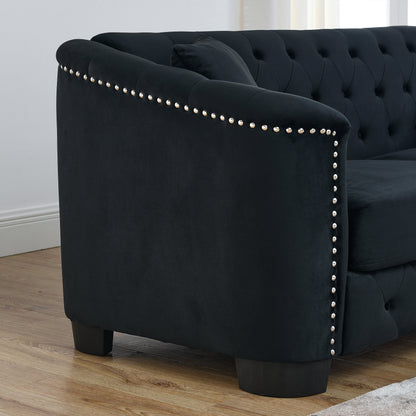 Modern Chesterfield Velvet Sofa and a Two Seater