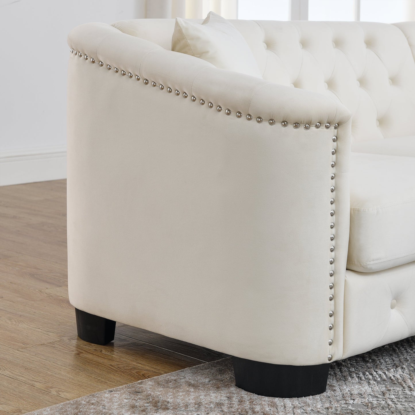 77 Inch Modern Chesterfield Velvet Sofa for Home