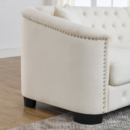77 Inch Modern Chesterfield Velvet Sofa for Home