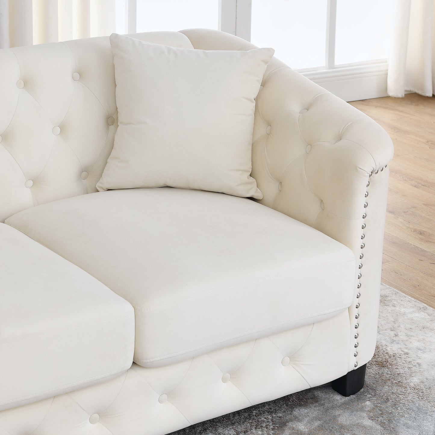 77 Inch Modern Chesterfield Velvet Sofa for Home