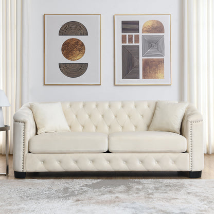 77 Inch Modern Chesterfield Velvet Sofa for Home
