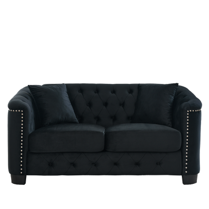 Modern Chesterfield Velvet Sofa and a Two Seater
