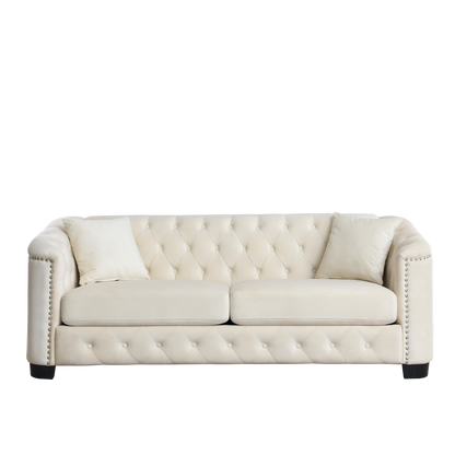 77 Inch Modern Chesterfield Velvet Sofa for Home