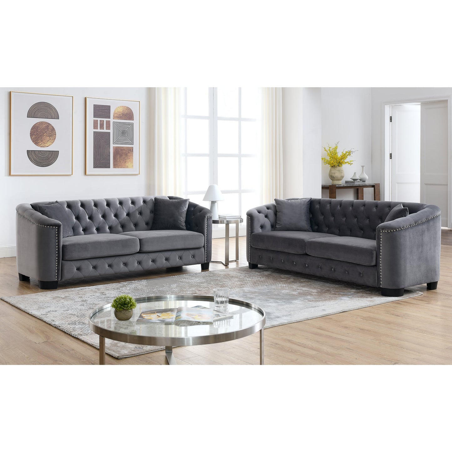 Chelsfield Sofa Set and Deep Velvet Cushions
