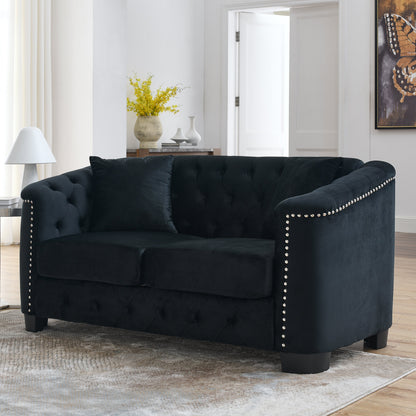 Modern Chesterfield Velvet Sofa and a Two Seater