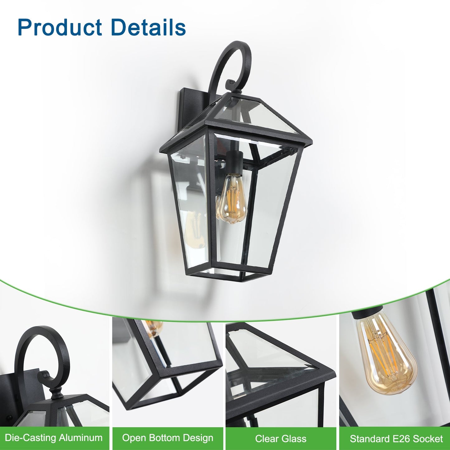 Modern Outdoor Wall Lantern and a Glass Shade