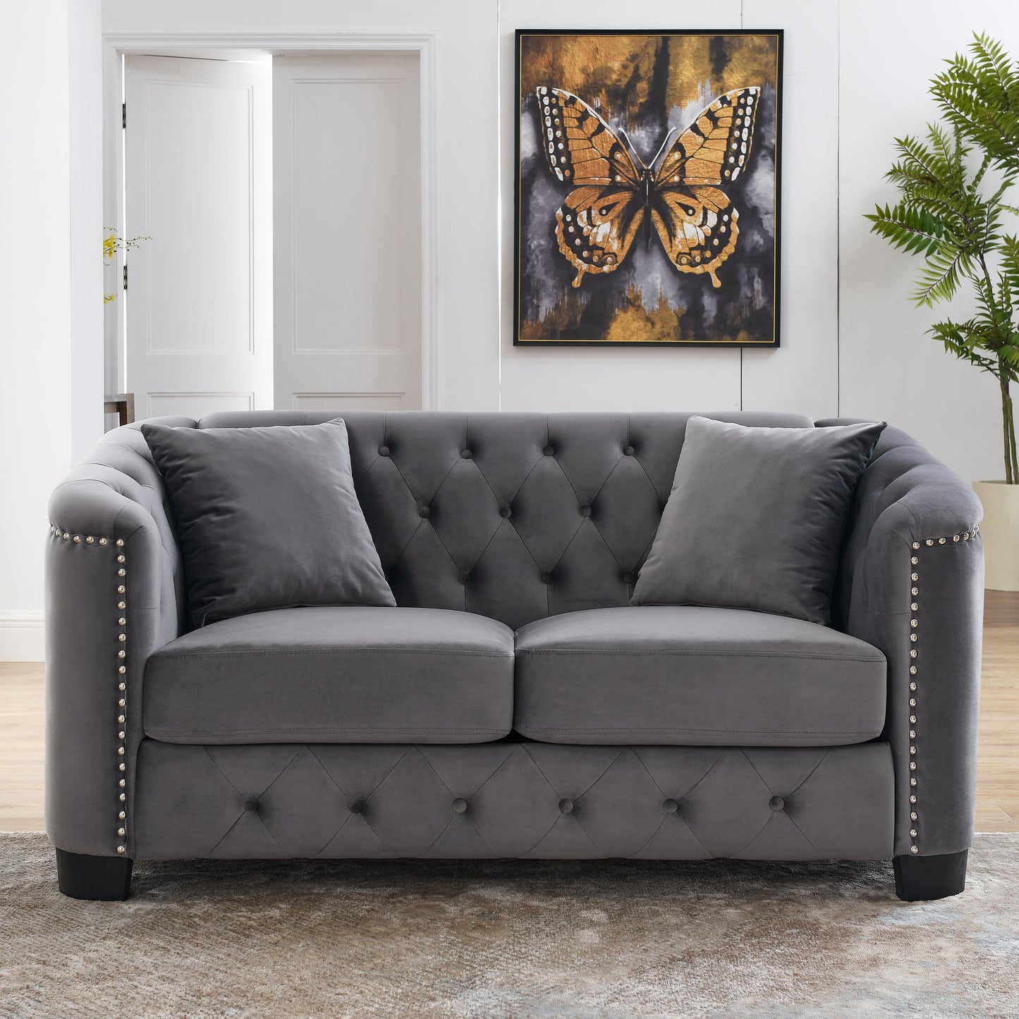 Modern Chesterfield Velvet Sofa and Frame