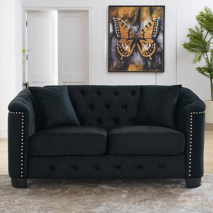 Modern Chesterfield Velvet Sofa and a Two Seater