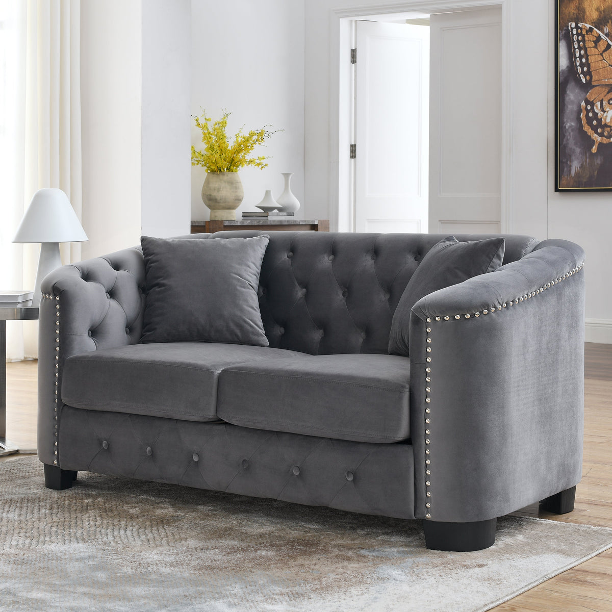 Modern Chesterfield Velvet Sofa and Frame
