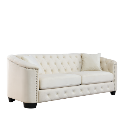 77 Inch Modern Chesterfield Velvet Sofa for Home