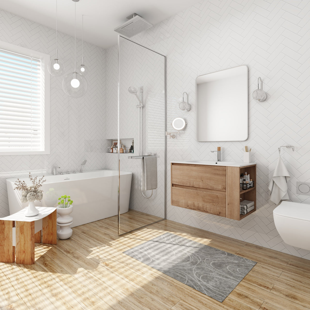 30 Inch Wall Mount Bathroom Vanity And Gel Sink by HouseOfZazla cabinet with white sink on Tampa Home & Garden Store