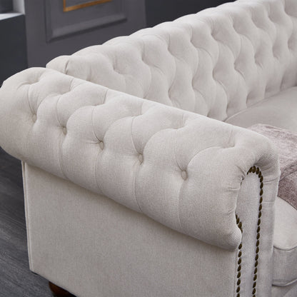 Premium Chesterfield Sofa and Linen Living Room