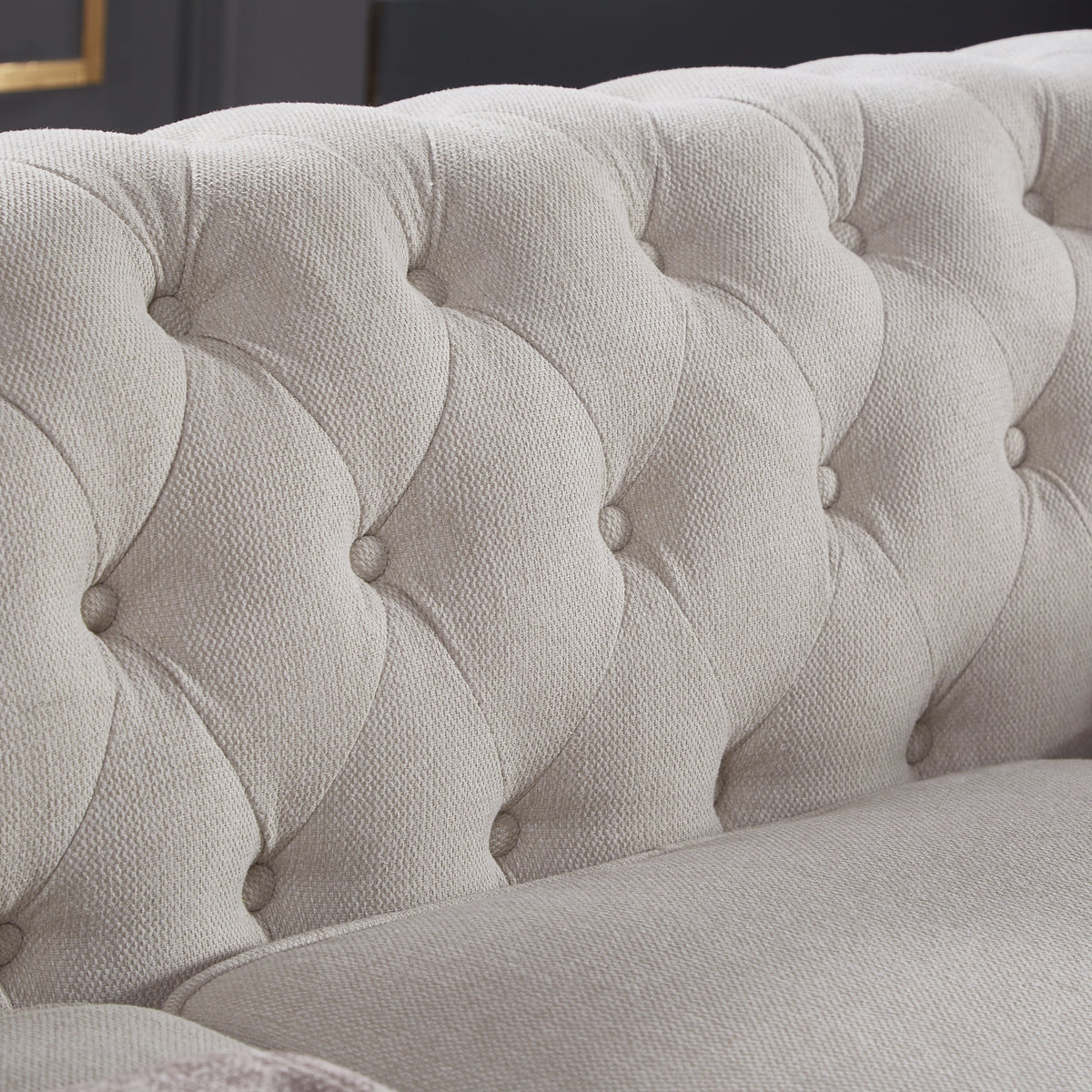Premium Chesterfield Sofa and Linen Living Room