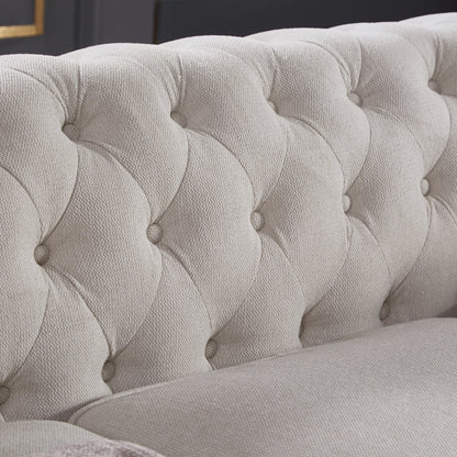 Premium Chesterfield Sofa and Linen Living Room