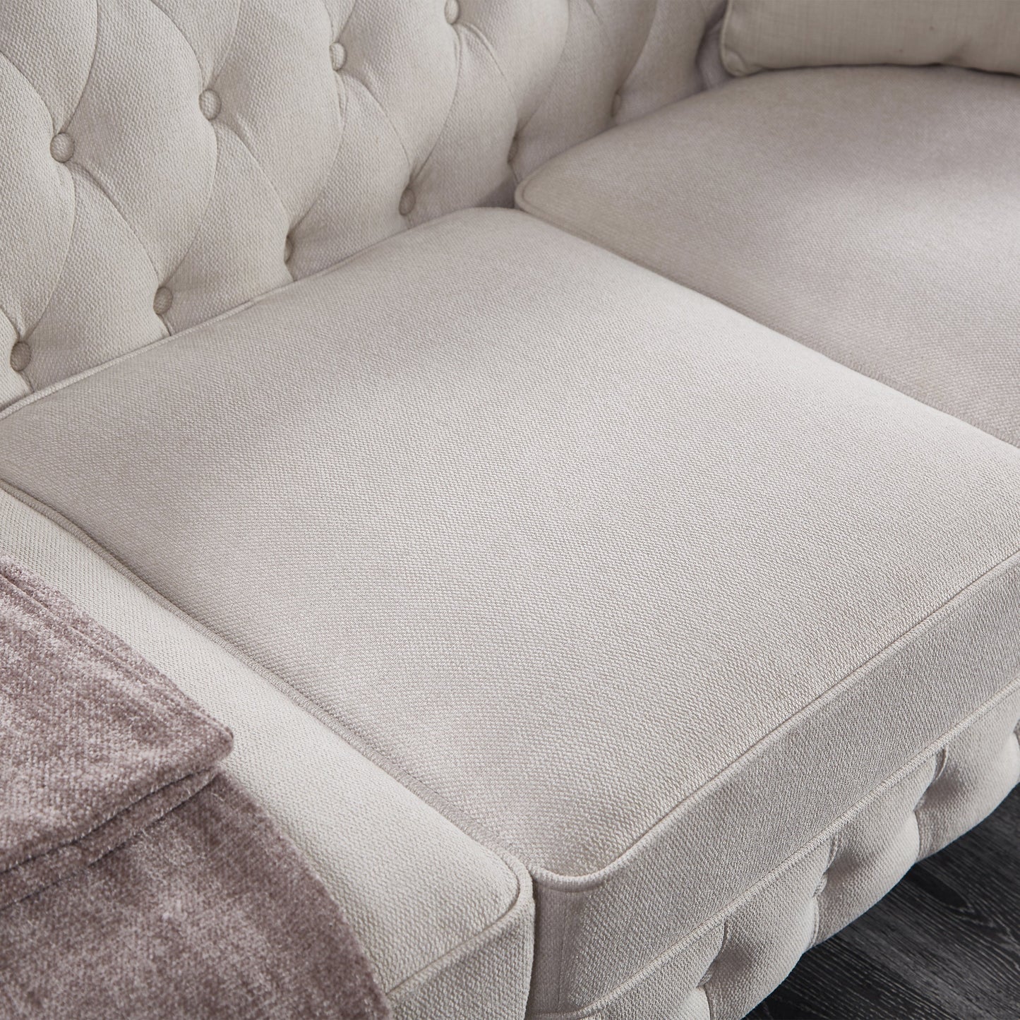 Premium Chesterfield Sofa and Linen Living Room