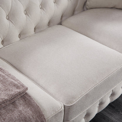 Premium Chesterfield Sofa and Linen Living Room