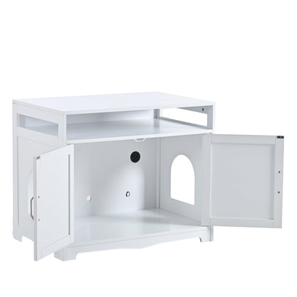 Litter Box Enclosure by HouseOfZazla in white, cabinet-style with hidden plug on Tampa Home & Garden Store