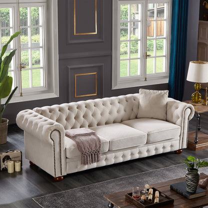 Premium Chesterfield Sofa and Linen Living Room