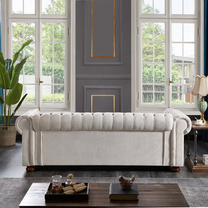 Premium Chesterfield Sofa and Linen Living Room