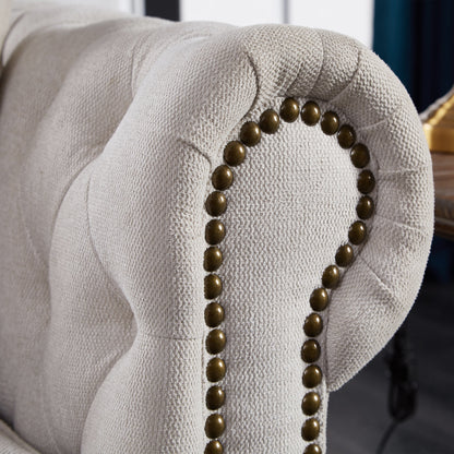Premium Chesterfield Sofa and Linen Living Room