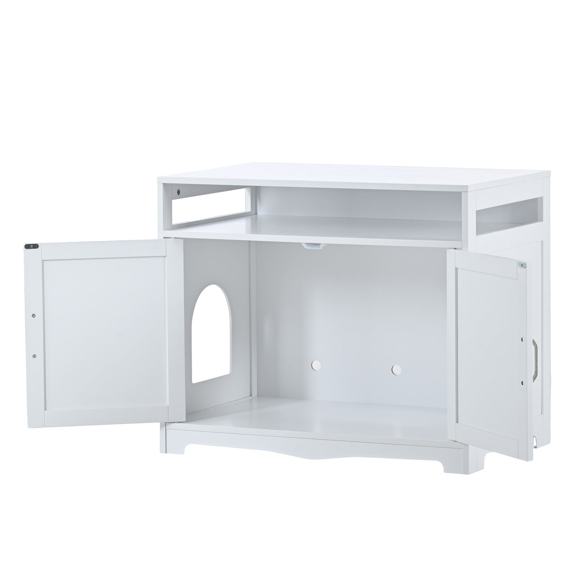 Litter Box Enclosure white wooden cabinet with hidden plug by HouseOfZazla, cat litter box furniture on Tampa Home & Garden Store
