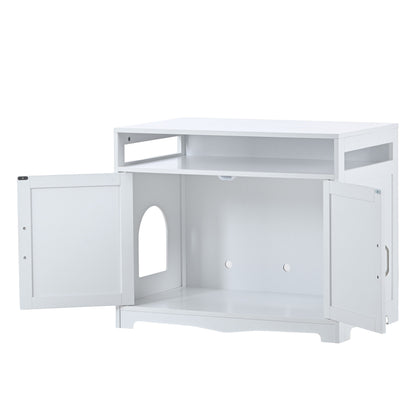 Litter Box Enclosure white wooden cabinet with hidden plug by HouseOfZazla, cat litter box furniture on Tampa Home & Garden Store