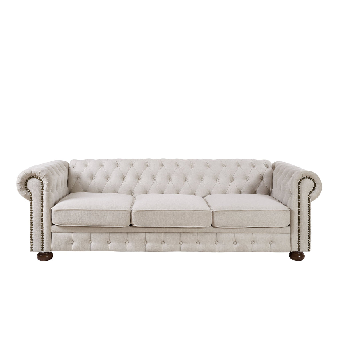 Premium Chesterfield Sofa and Linen Living Room