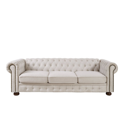 Premium Chesterfield Sofa and Linen Living Room