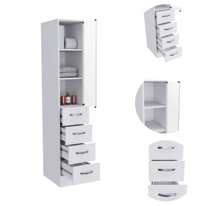 White Linen Rack with glass door and open shelf bathroom storage cabinet by HouseOfZazla on Tampa Home & Garden Store