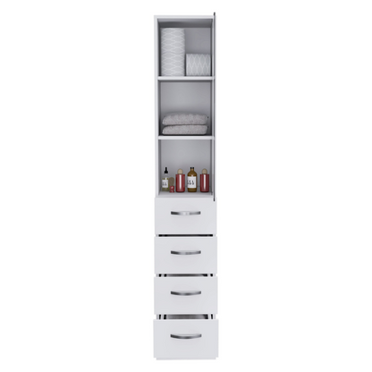 White Linen Rack with Glass Door and Open Shelf by HouseOfZazla with five drawers on Tampa Home & Garden Store