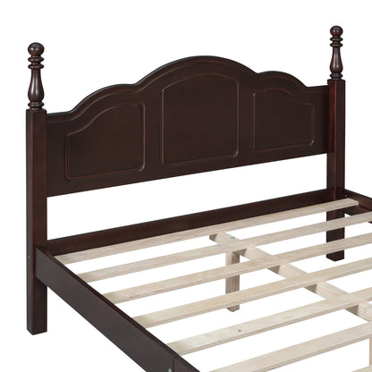 Full size wood platform bed frame in dark espresso with curved headboard by HouseOfZazla on Tampa Home & Garden Store